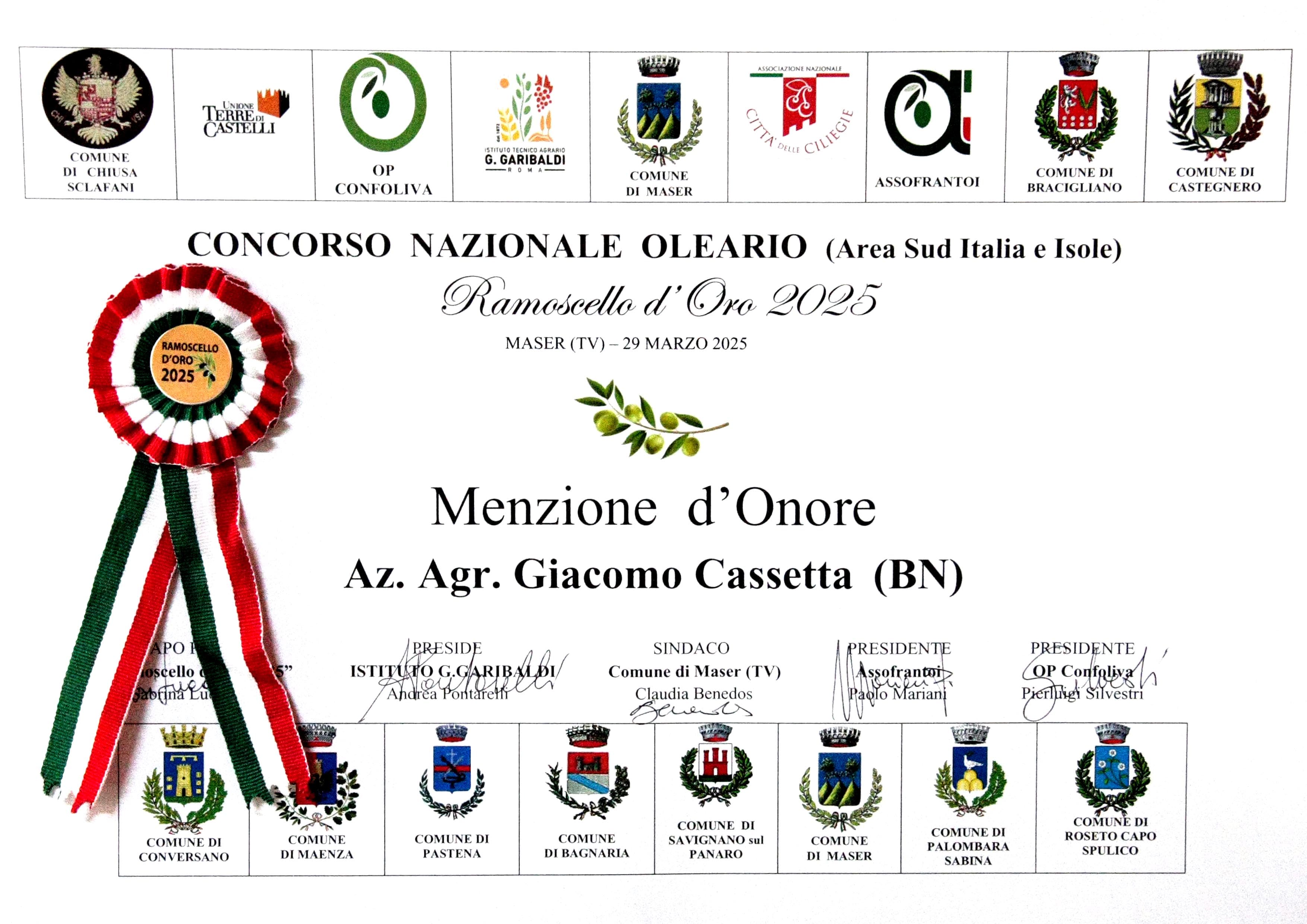 Eervolle vermelding — Ramoscello d'Oro 2025